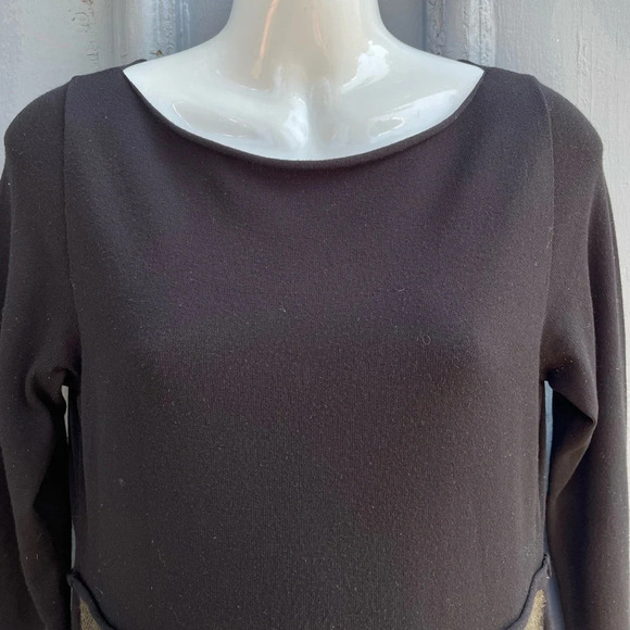 Sarah Pacini Two-Tone Moss Green & Black Long Sleeve  Midi Dress, One Size - Picture 3 of 9